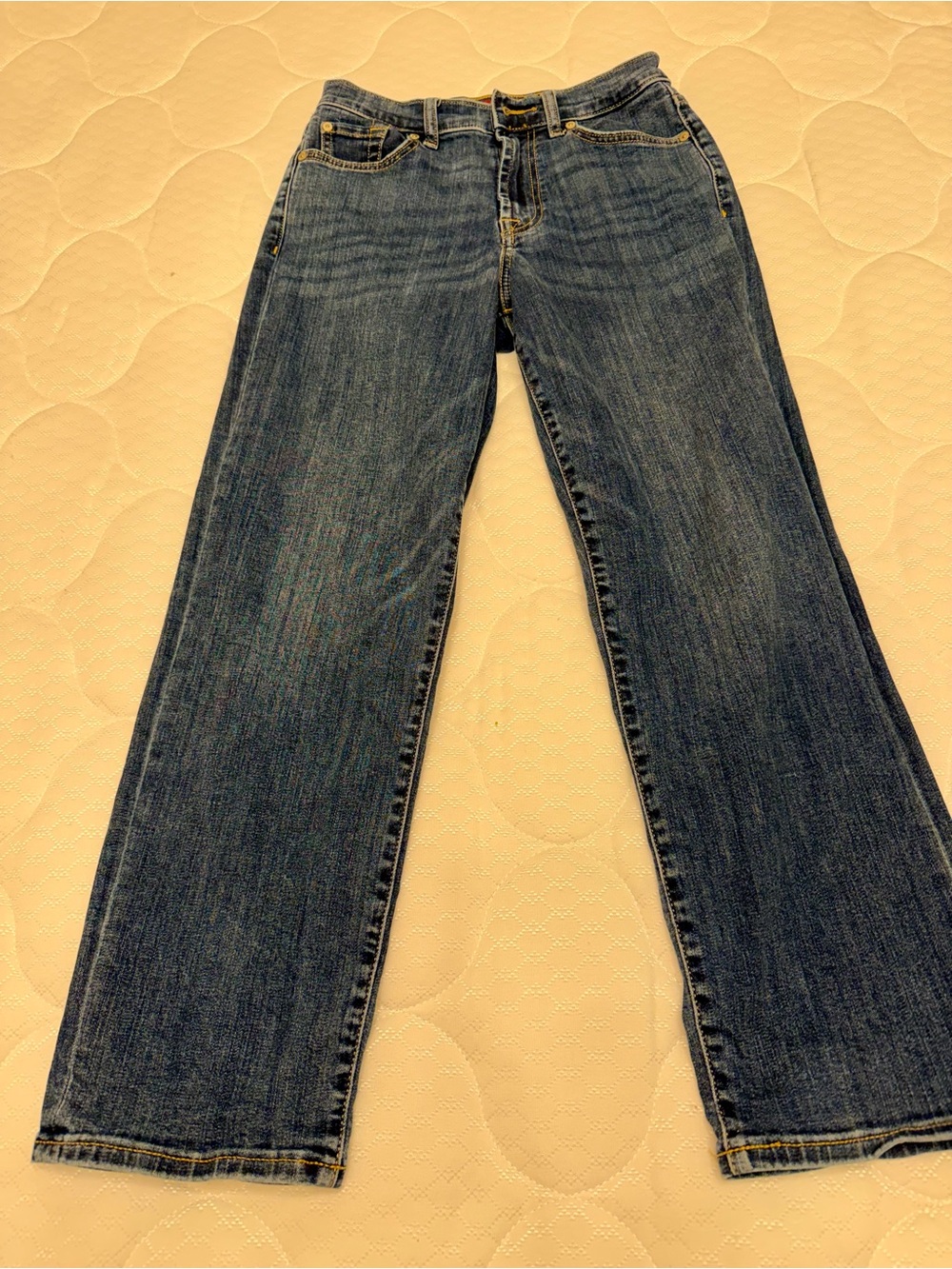 7 For All Mankind petite length Straight-Leg Jeans in Dark Blue Denim Sz 24